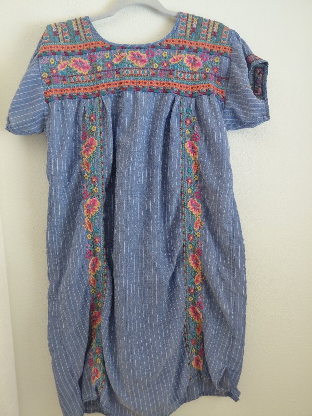 Johnny Was Embroidered Dress Floral Medium Flaw